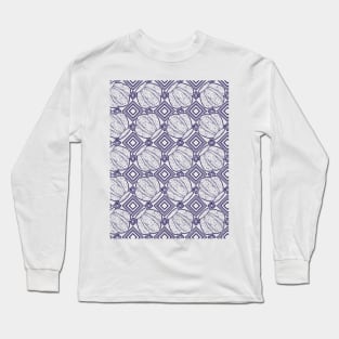 Beautiful Line Art Seashells Seamless Surface Pattern Design Long Sleeve T-Shirt